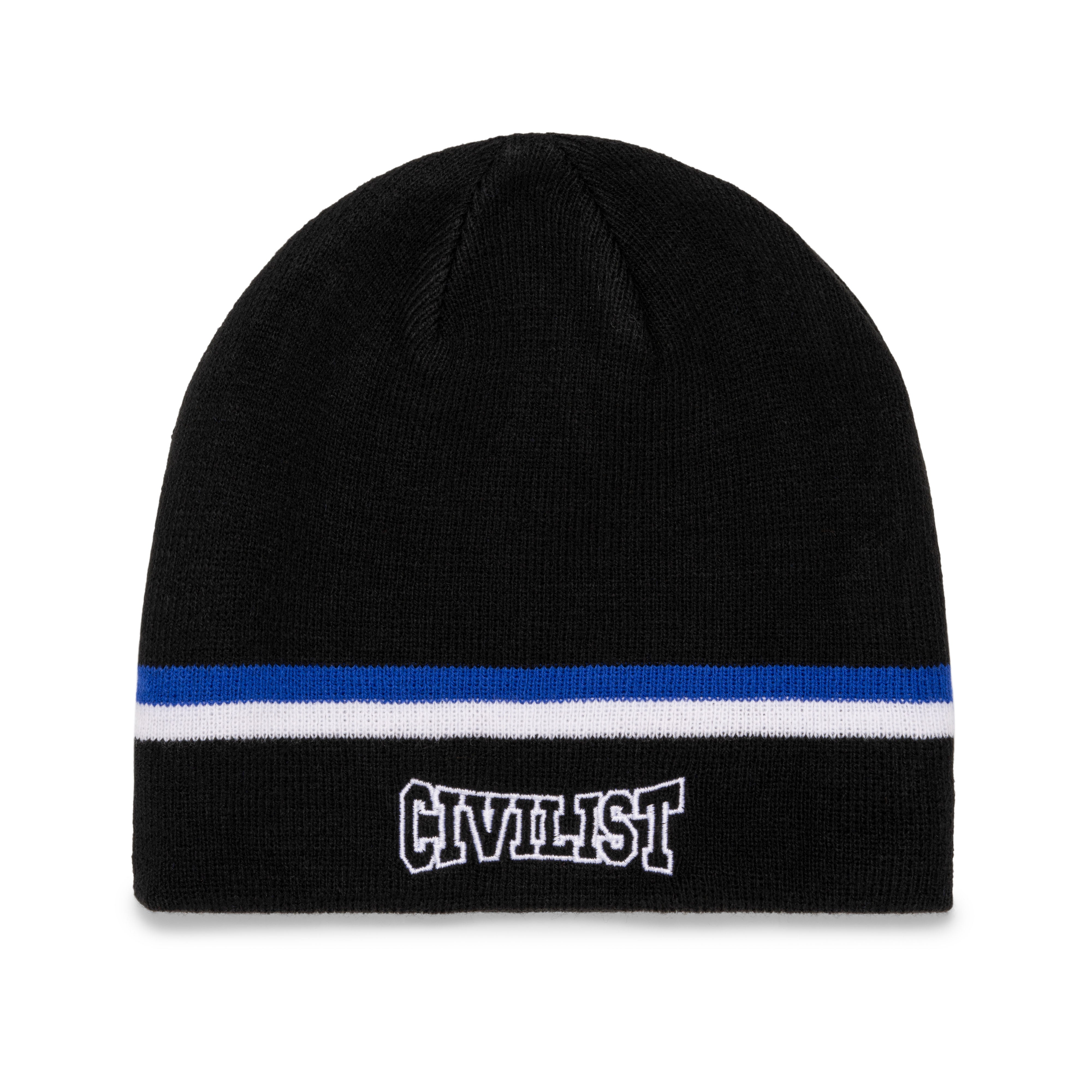 CIVILIST - STRIPED SKULLY BEANIE - BLACK