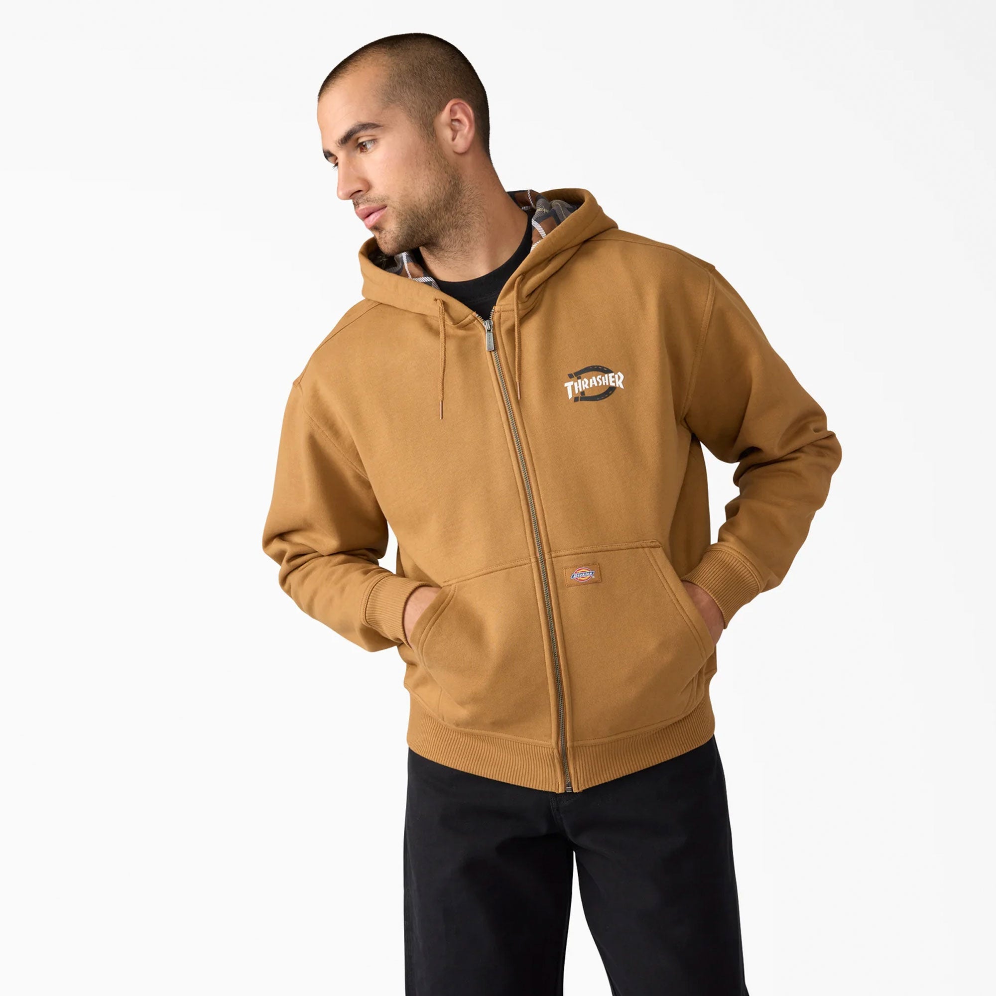 DICKIES - Dickies X Thrasher Zippered Hoodie - BROWN