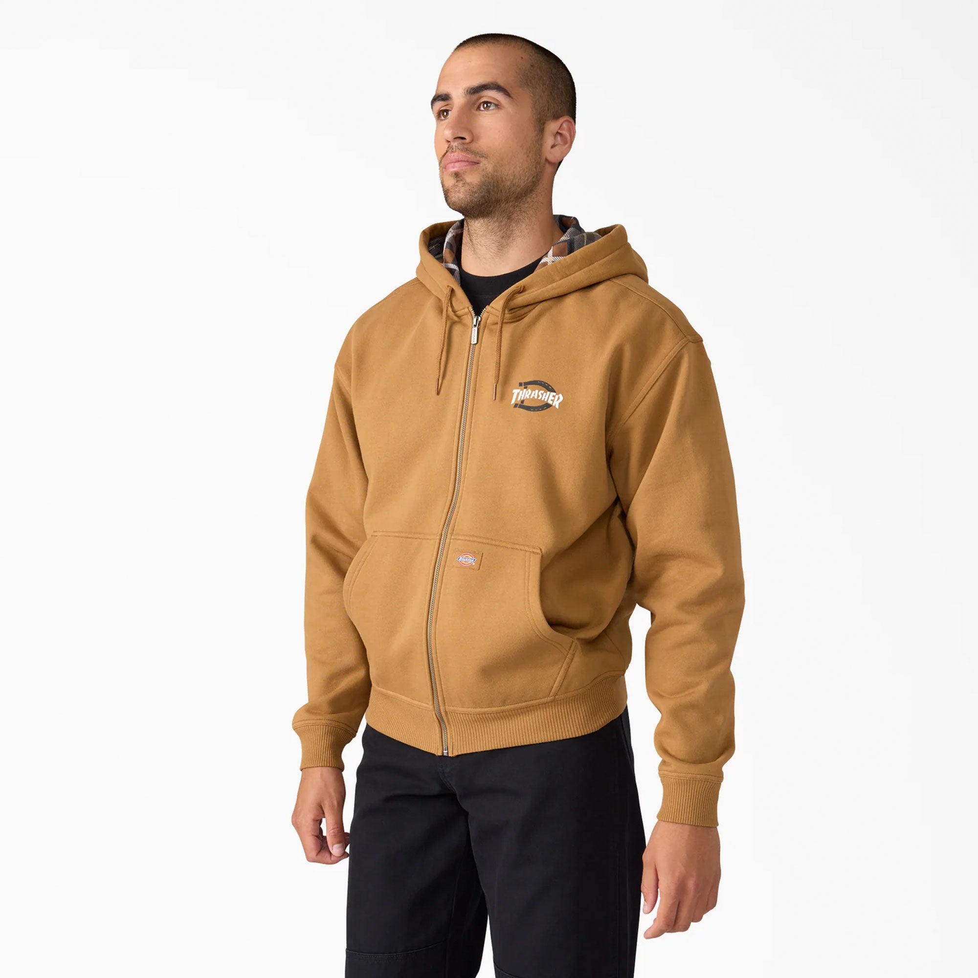 DICKIES - Dickies X Thrasher Zippered Hoodie - BROWN