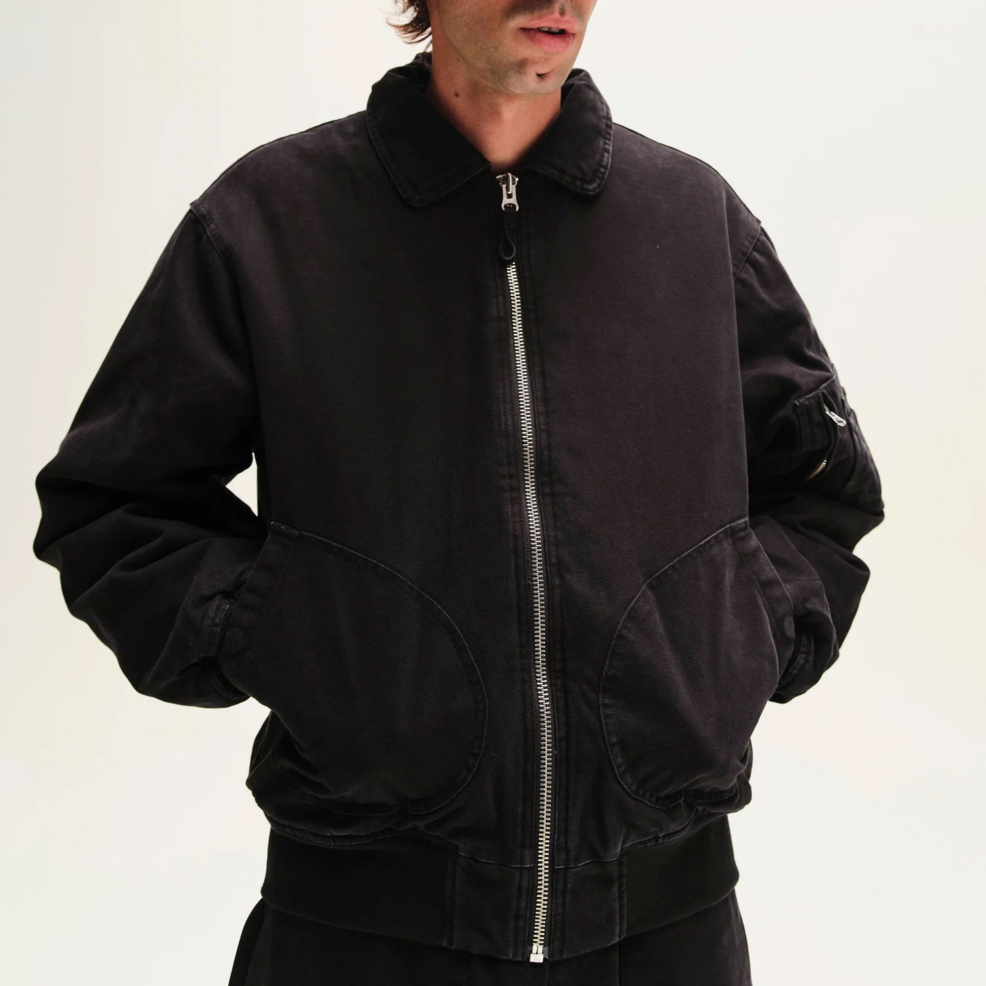 POP TRADING COMPANY - FLIGHT JACKET - BLACK