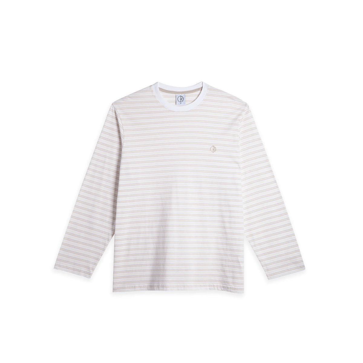 POLAR - Steve LS Tee | Stripe - White/Taupe