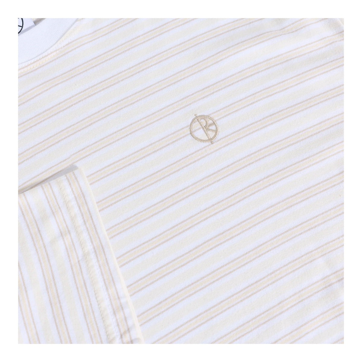 POLAR - Steve LS Tee | Stripe - White/Taupe