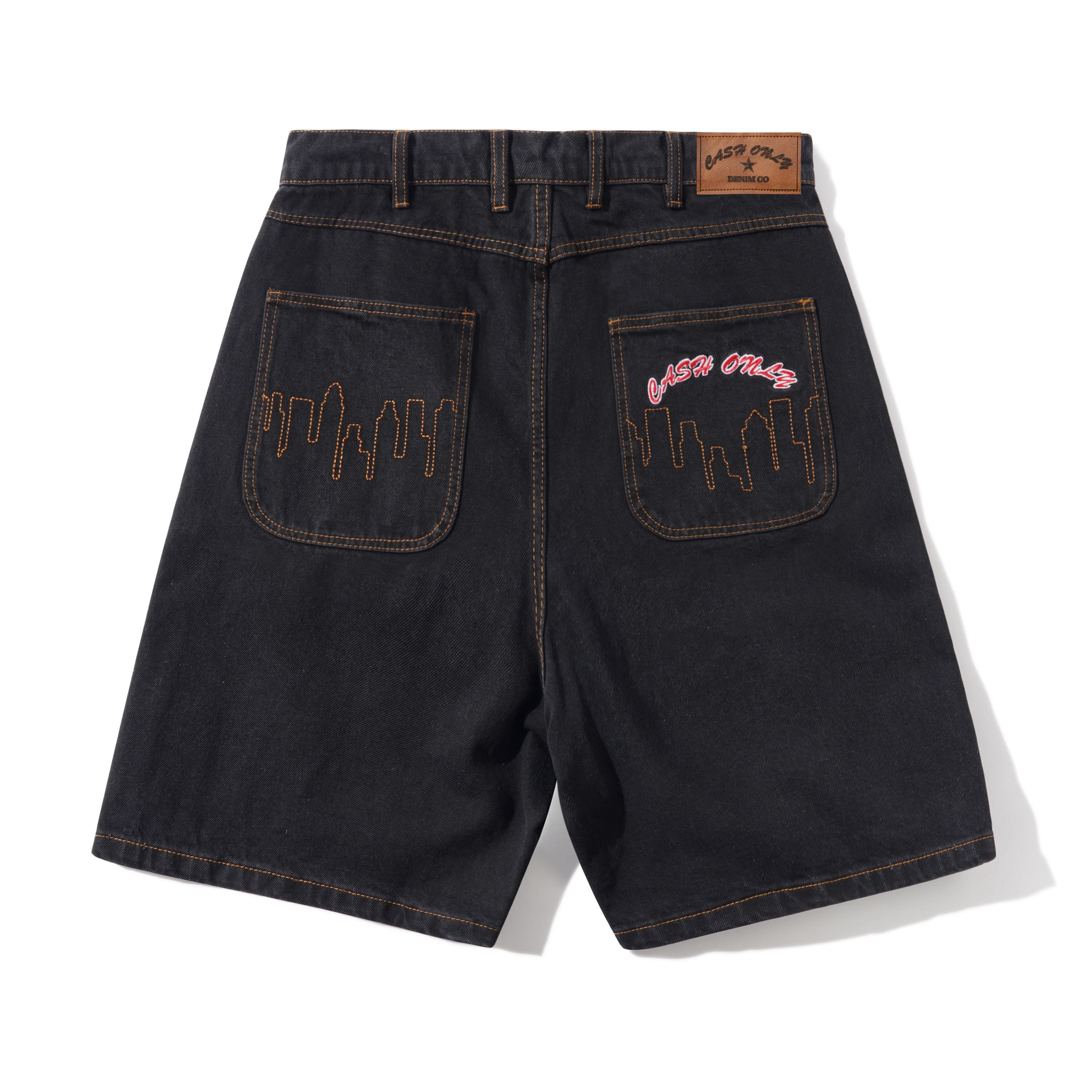 CASH ONLY - LOGO DENIM SHORT - WASHED BLACK