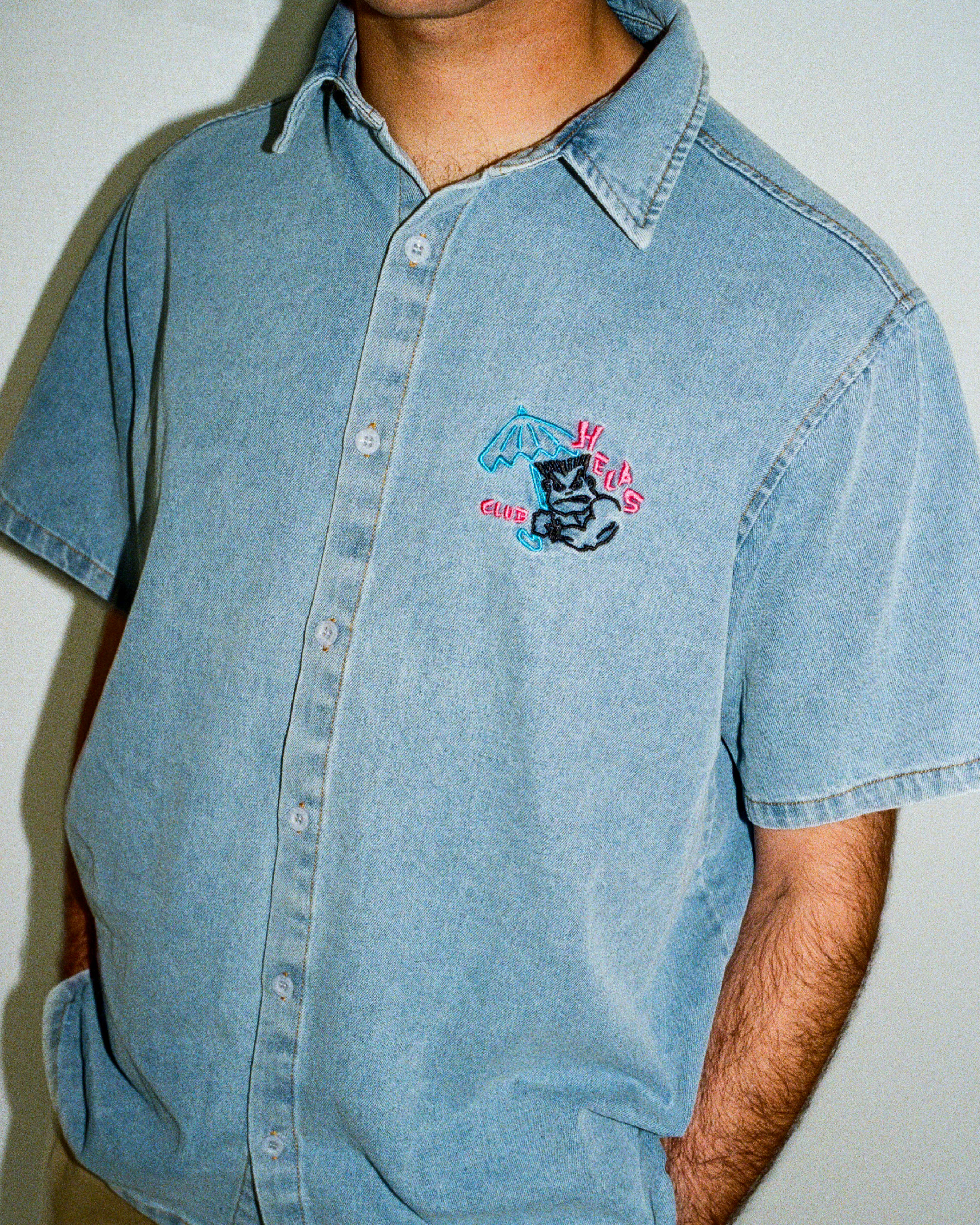 HÉLAS - BAD WASHED DENIM SHIRT - LIGHT BLUE