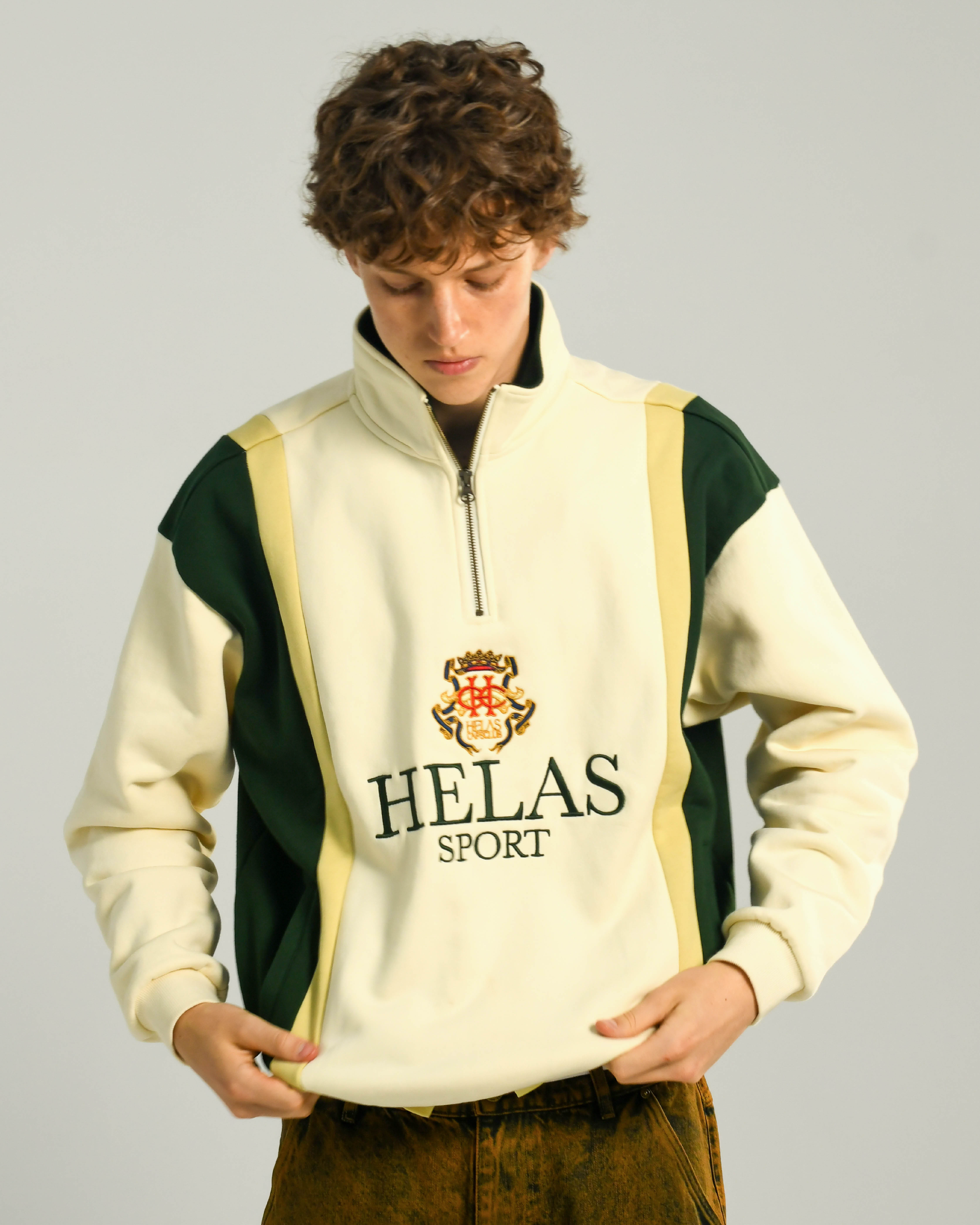 HELAS - COURONNE QUARTER ZIP - LIGHT BEIGE