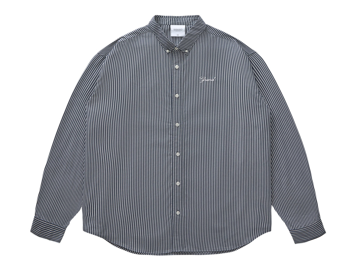 GRAND COLLECTION - BLAIR POPLIN SHIRT - NAVY