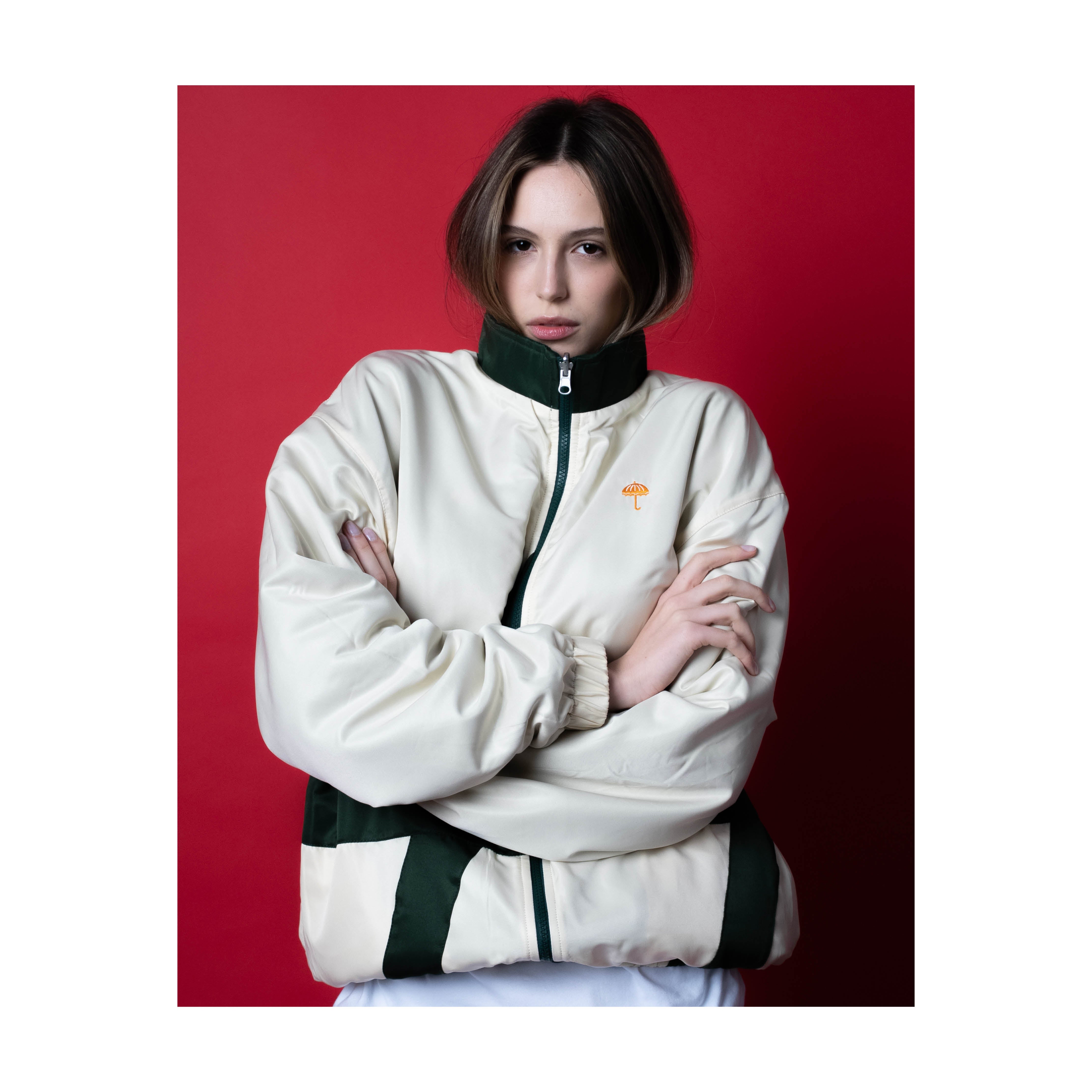 HÉLAS - REVERSO FLEECE SPORT JACKET OFF - WHITE/GREEN