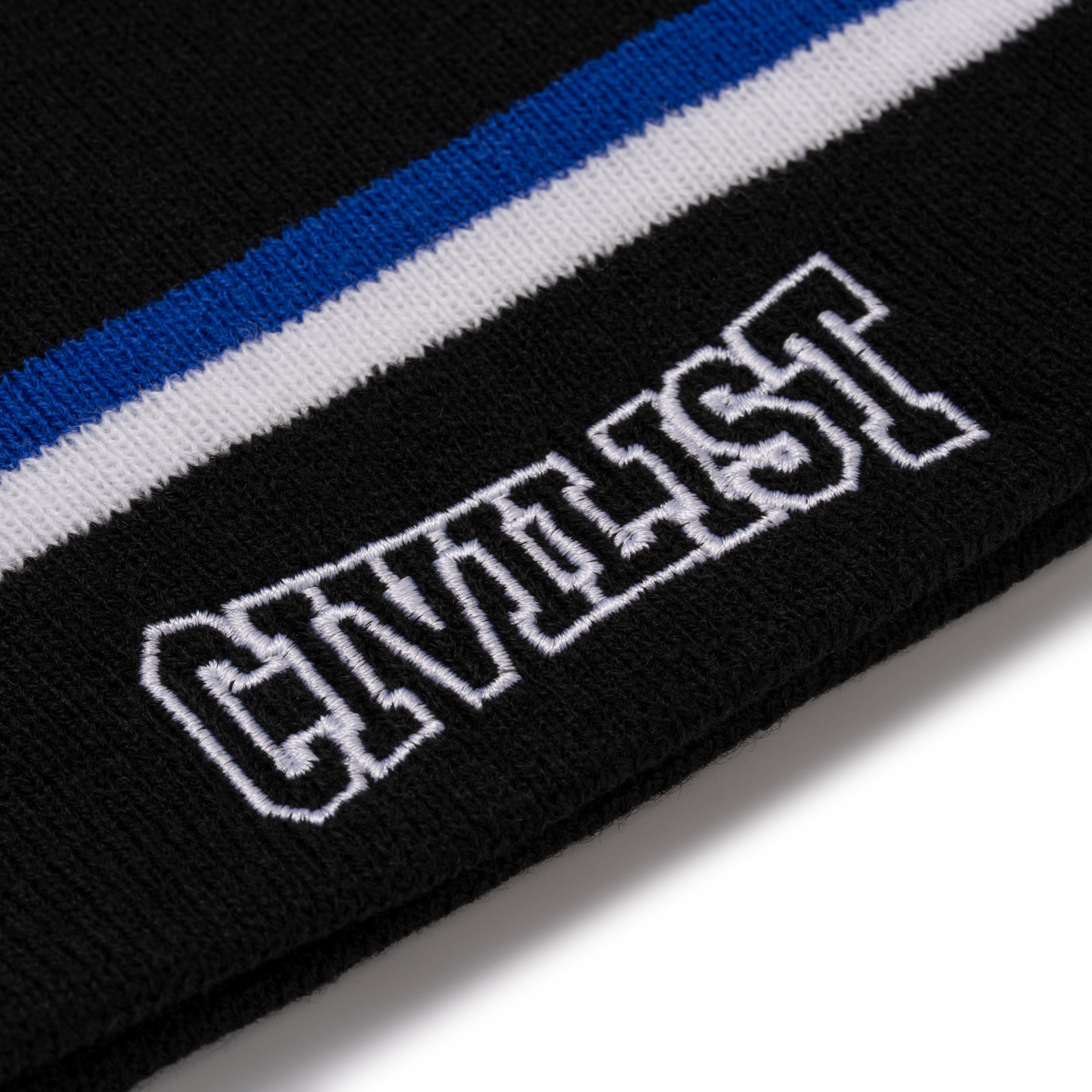 CIVILIST - STRIPED SKULLY BEANIE - BLACK