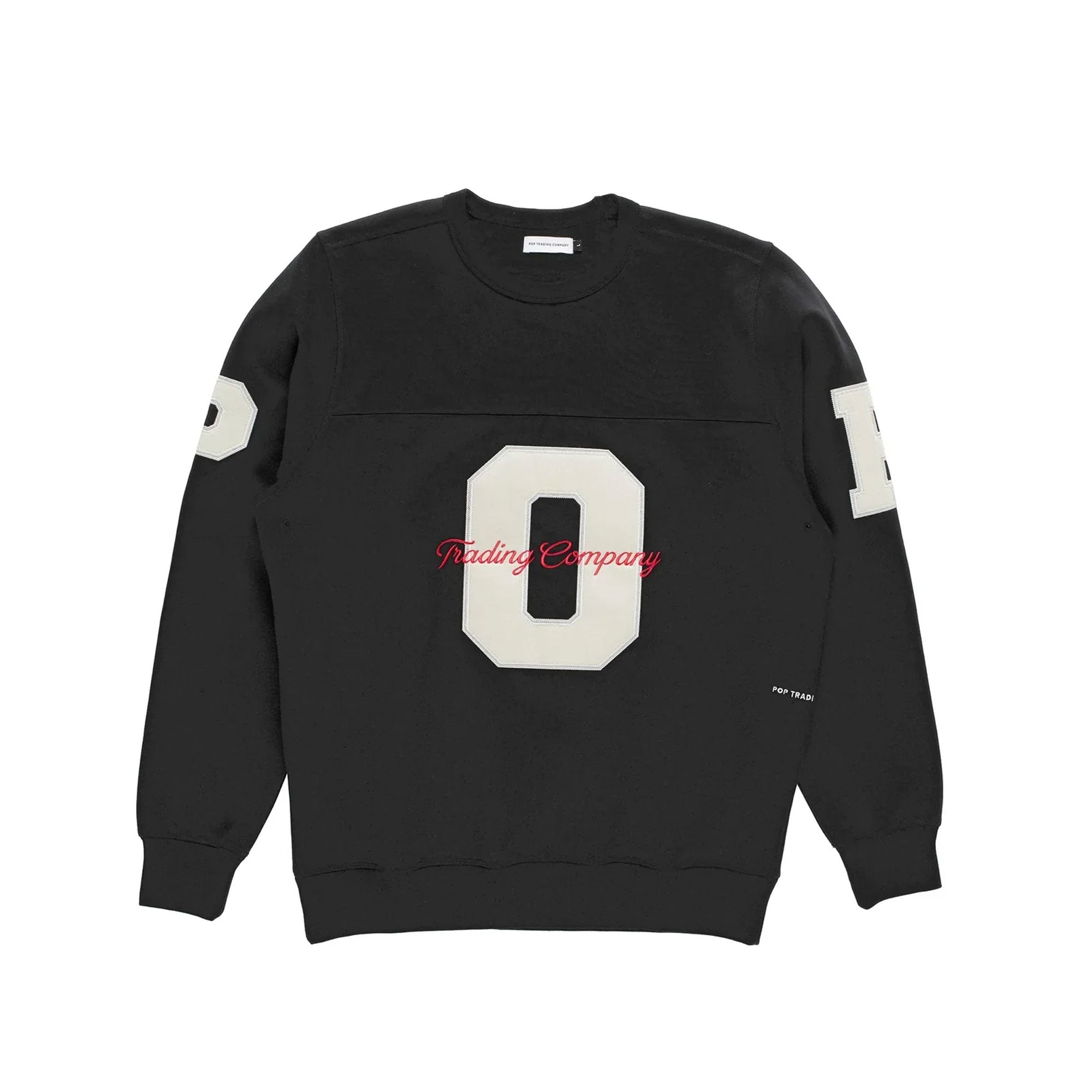 POP TRADING COMPANY - COLLEGE CREWNECK SWEAT - BLACK