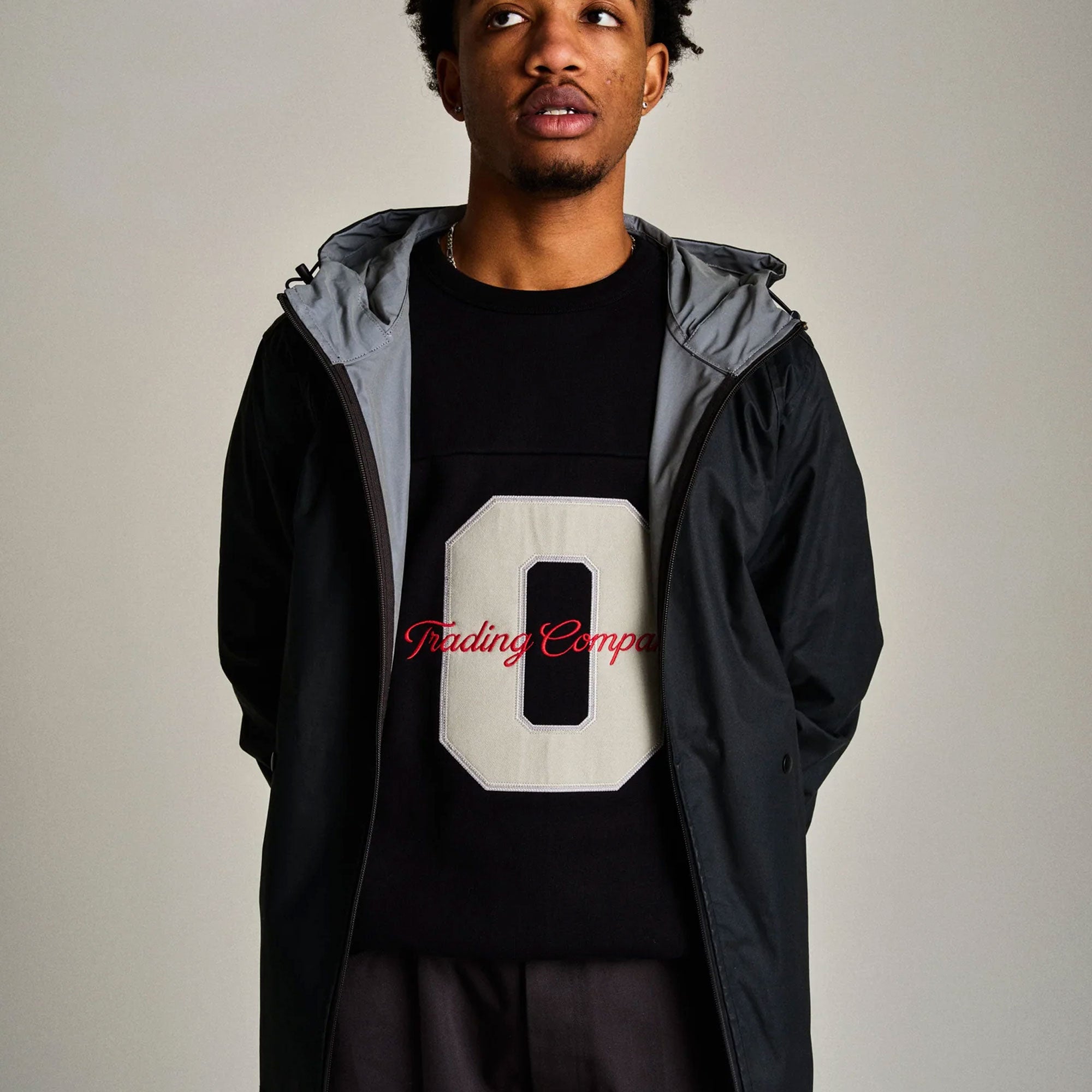 POP TRADING COMPANY - COLLEGE CREWNECK SWEAT - BLACK
