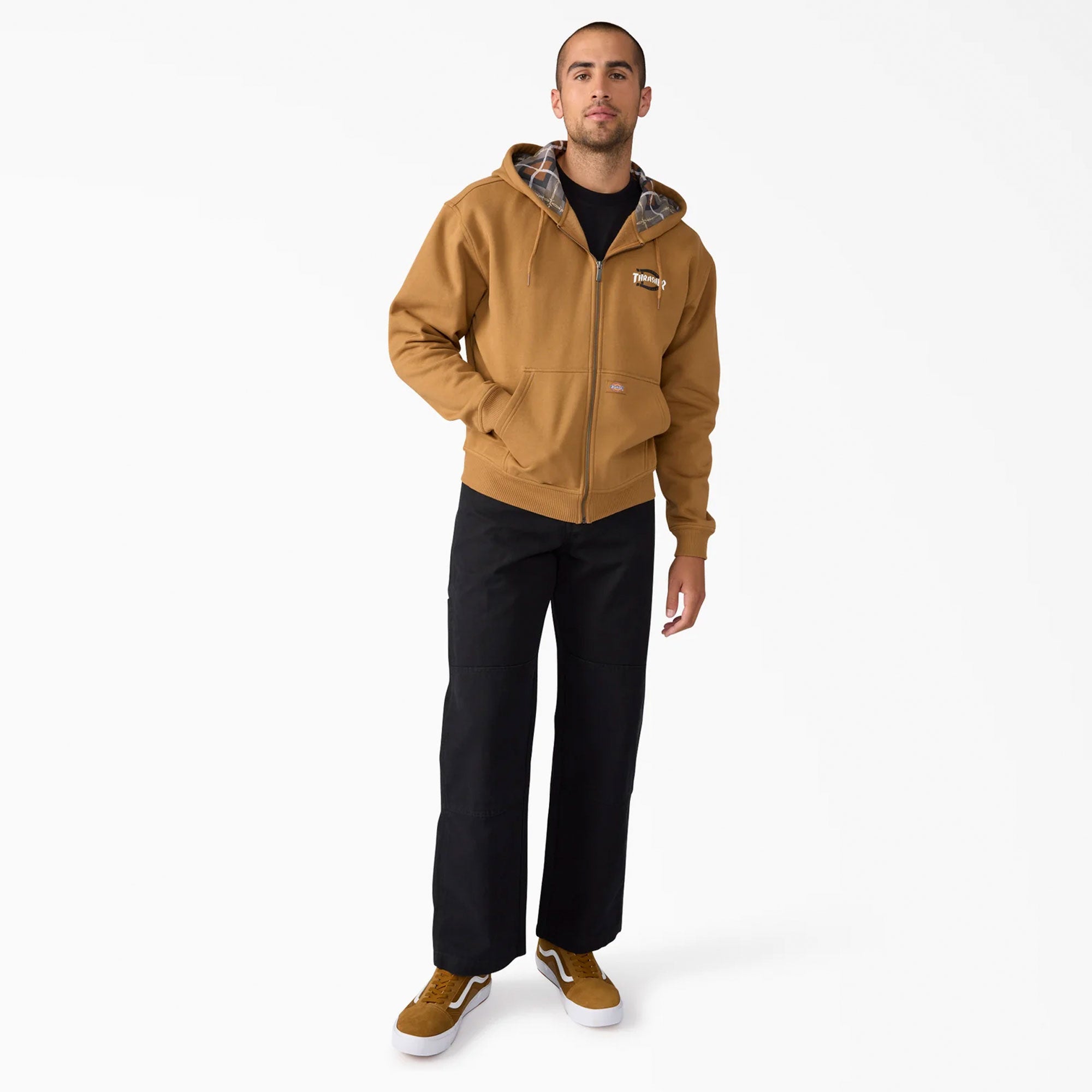 DICKIES - Dickies X Thrasher Zippered Hoodie - BROWN