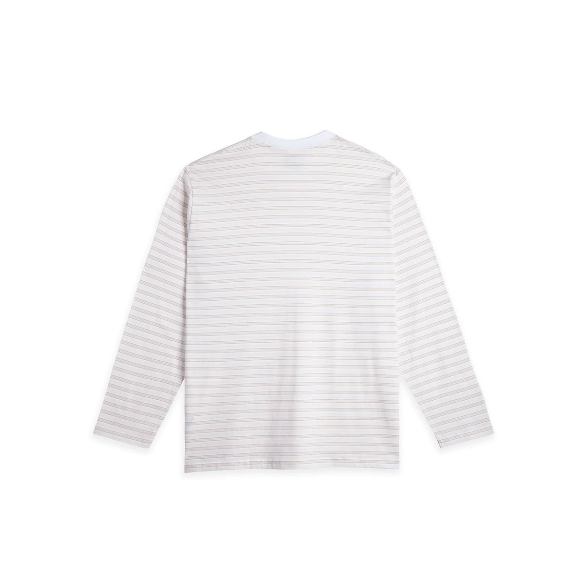 POLAR - Steve LS Tee | Stripe - White/Taupe