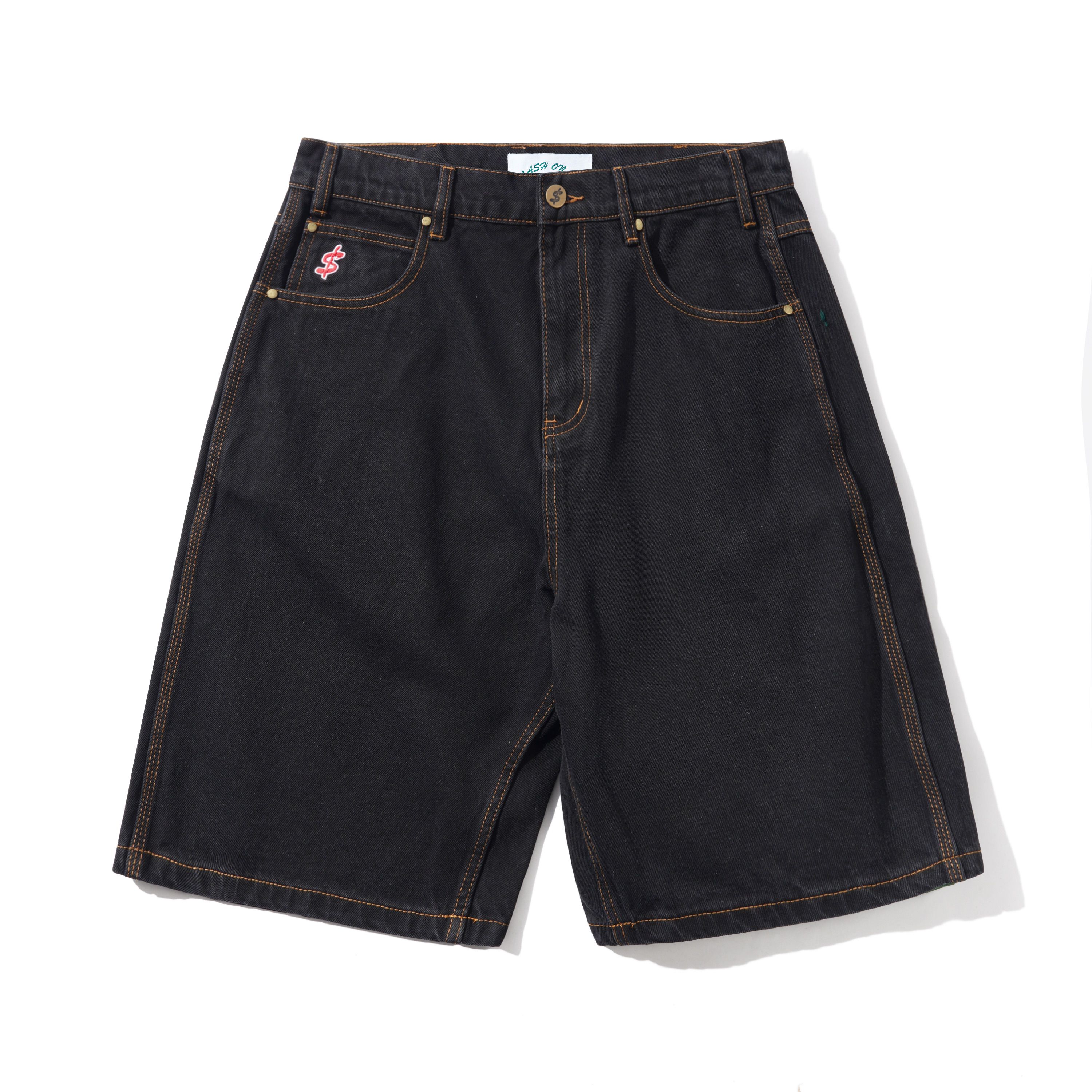 CASH ONLY - LOGO DENIM SHORT - WASHED BLACK