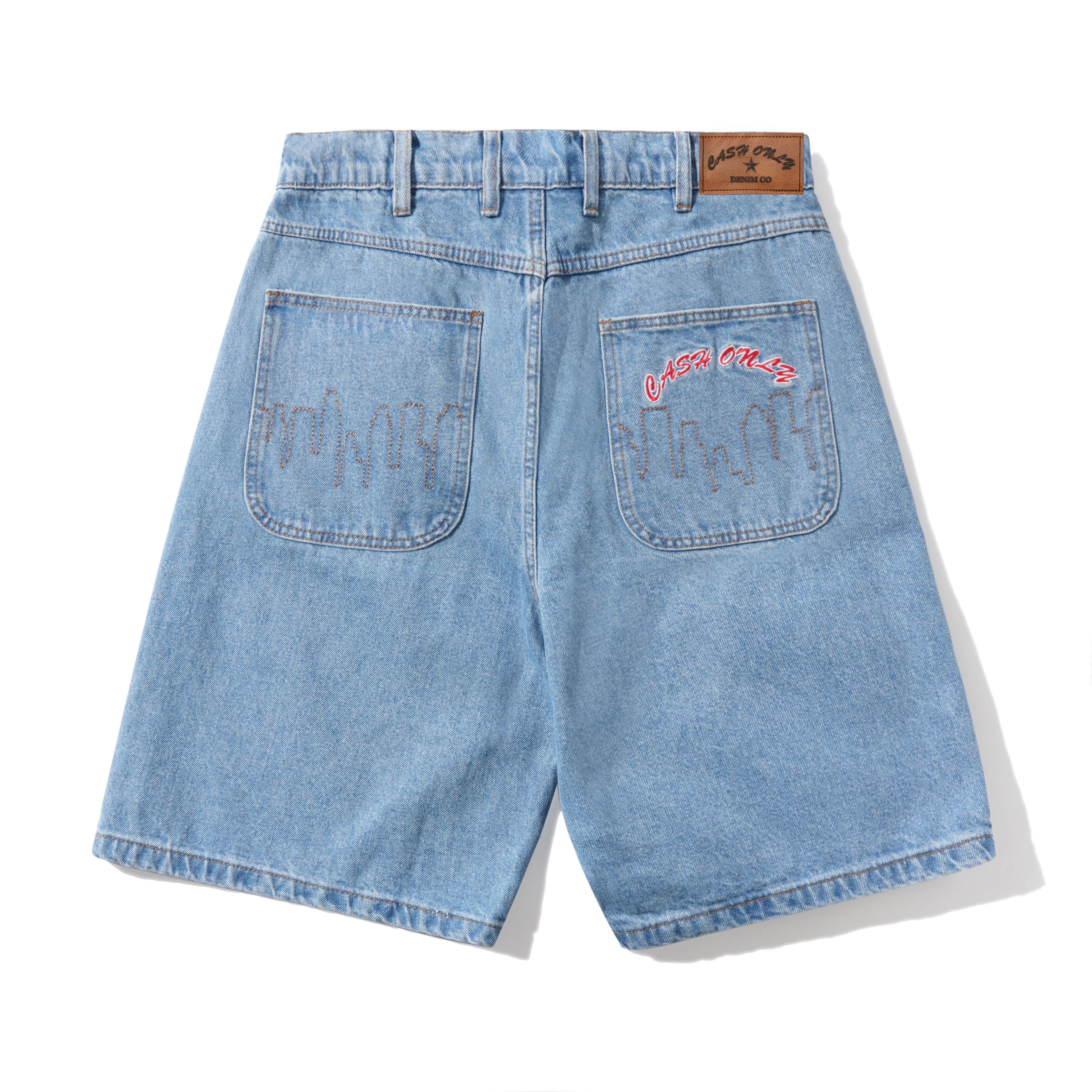 CASH ONLY - LOGO DENIM SHORT - WASHED INDIGO