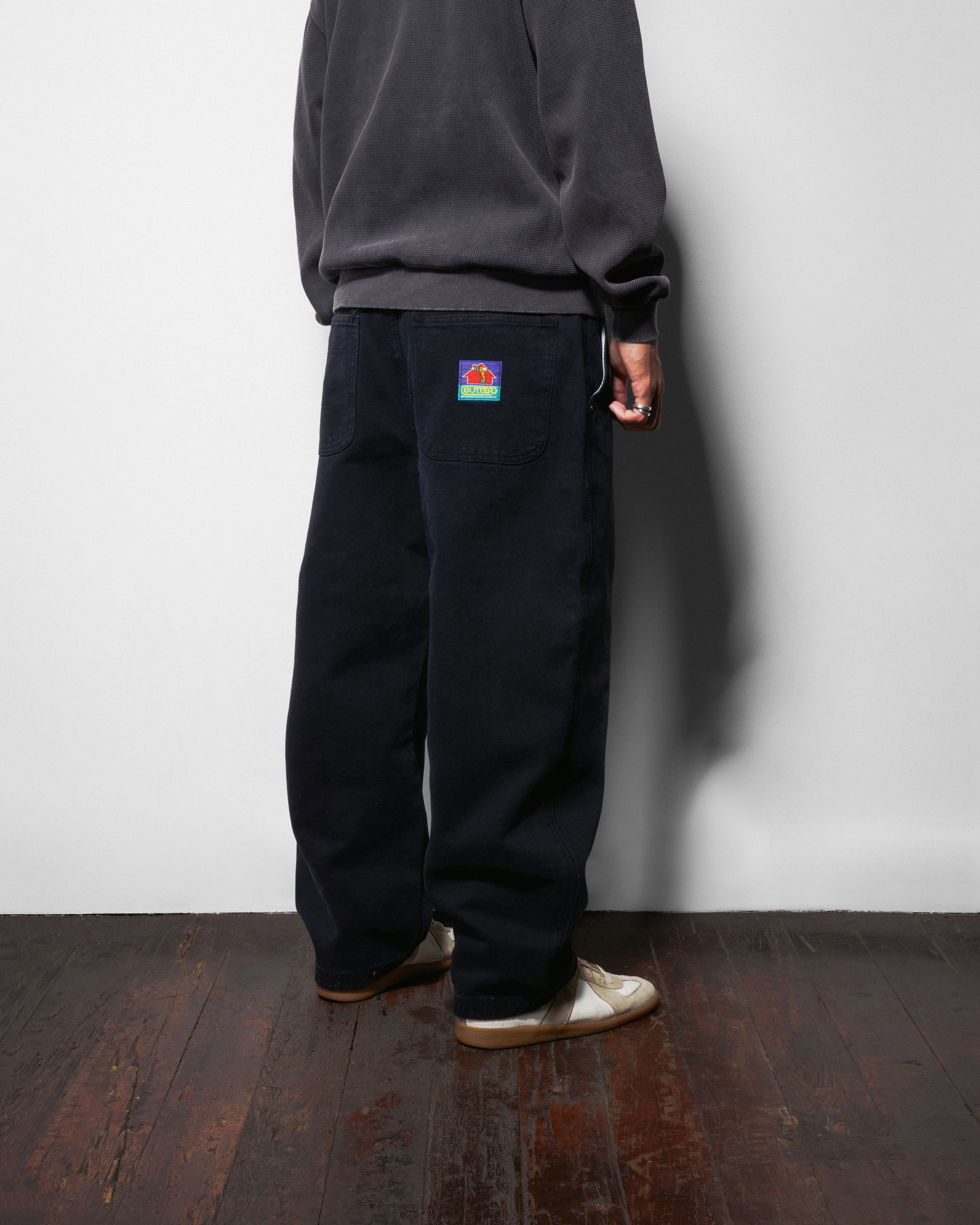 BUTTER - Waffle Zip-Thru Hood - Black Overdye