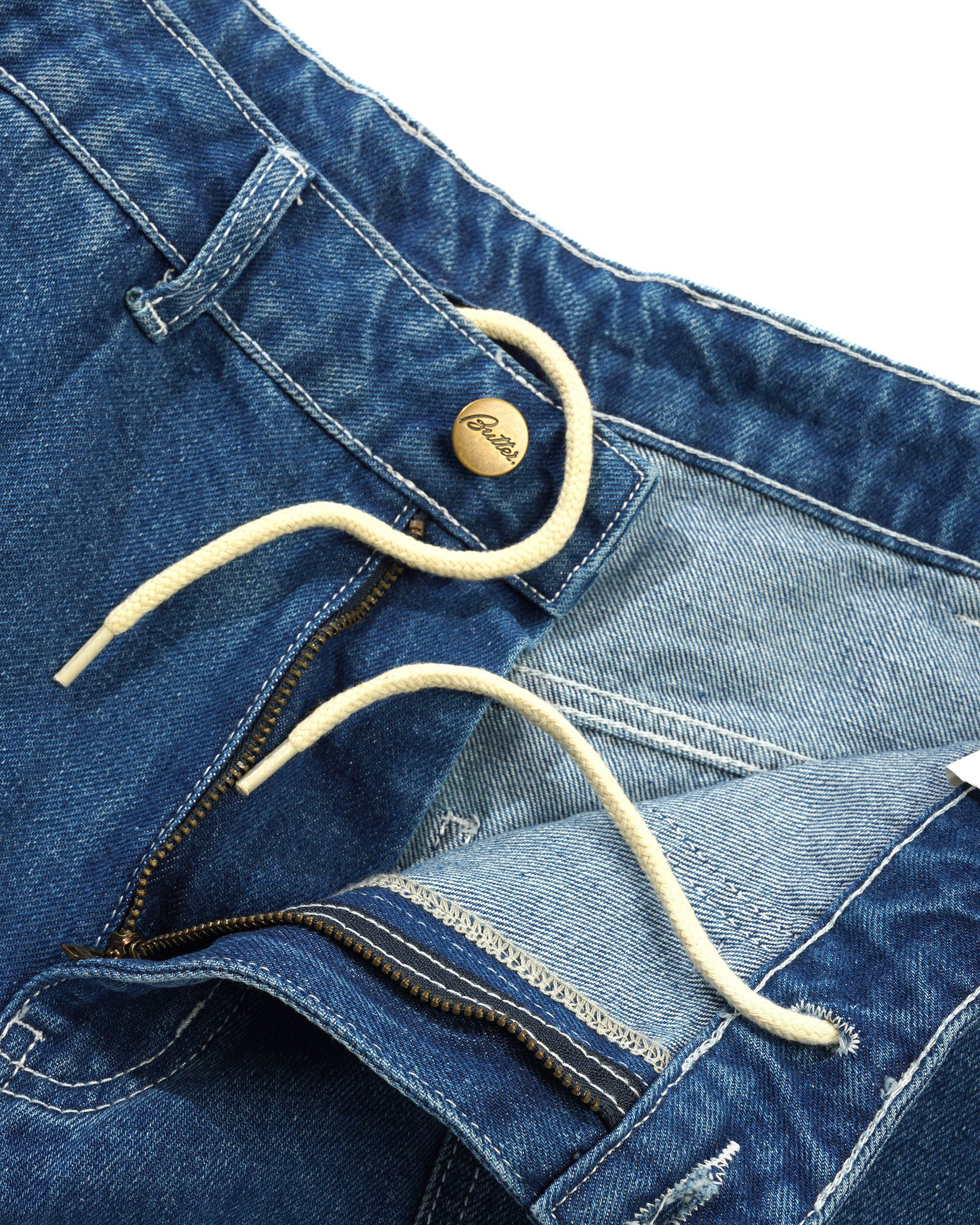 BUTTER - SCRIBBLE DENIM SHORT - MIDBLUE