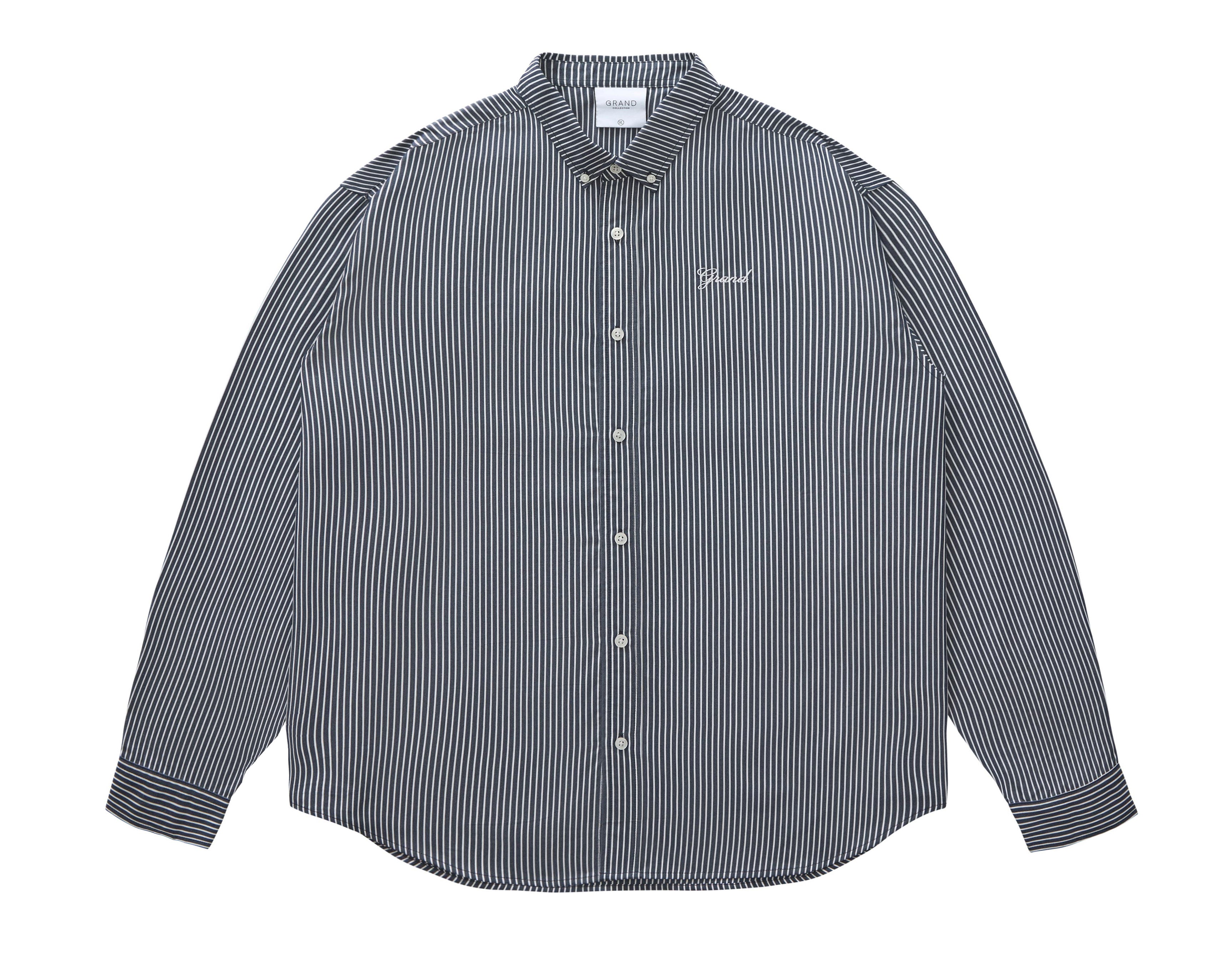 GRAND COLLECTION - BLAIR POPLIN SHIRT - NAVY