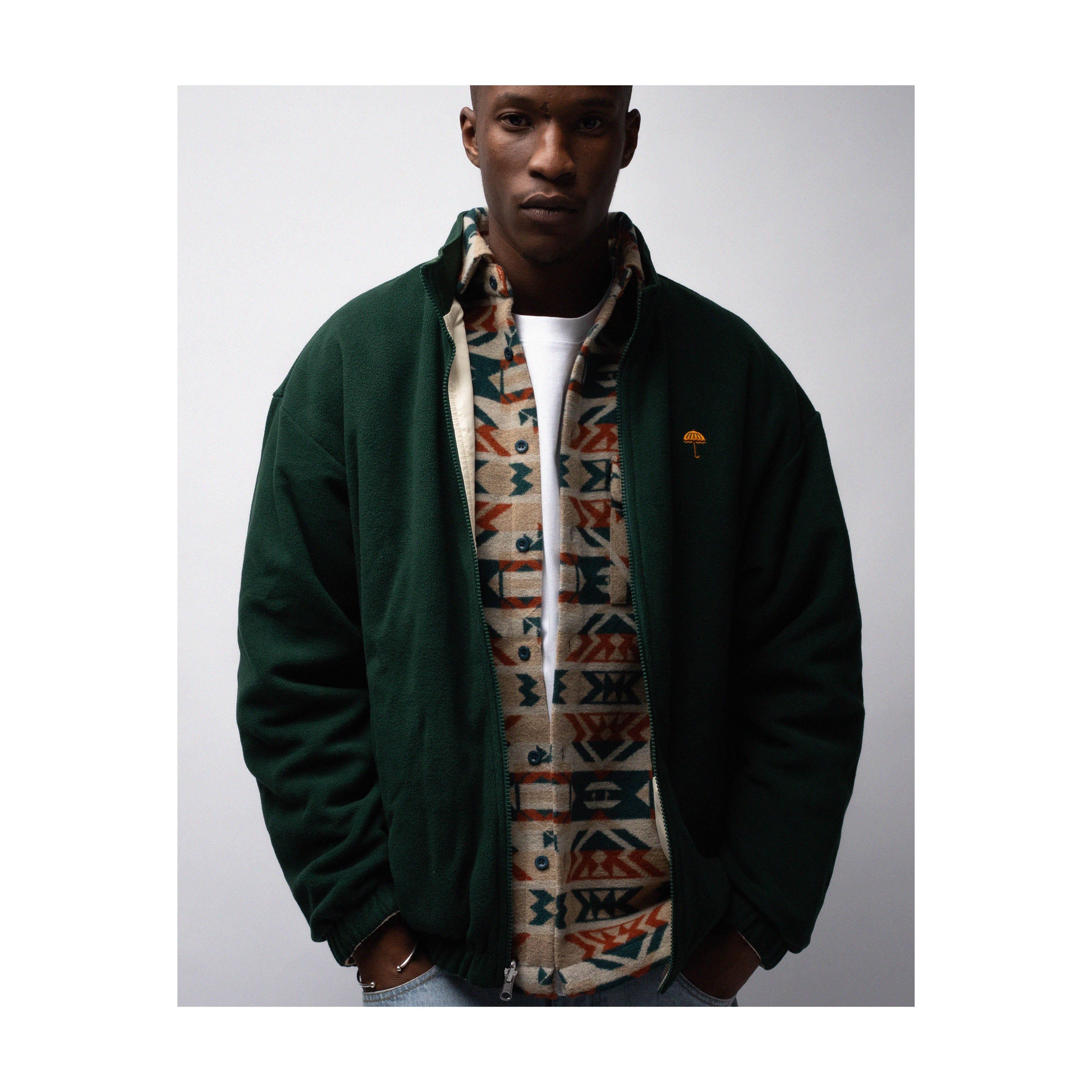 HÉLAS - REVERSO FLEECE SPORT JACKET OFF - WHITE/GREEN