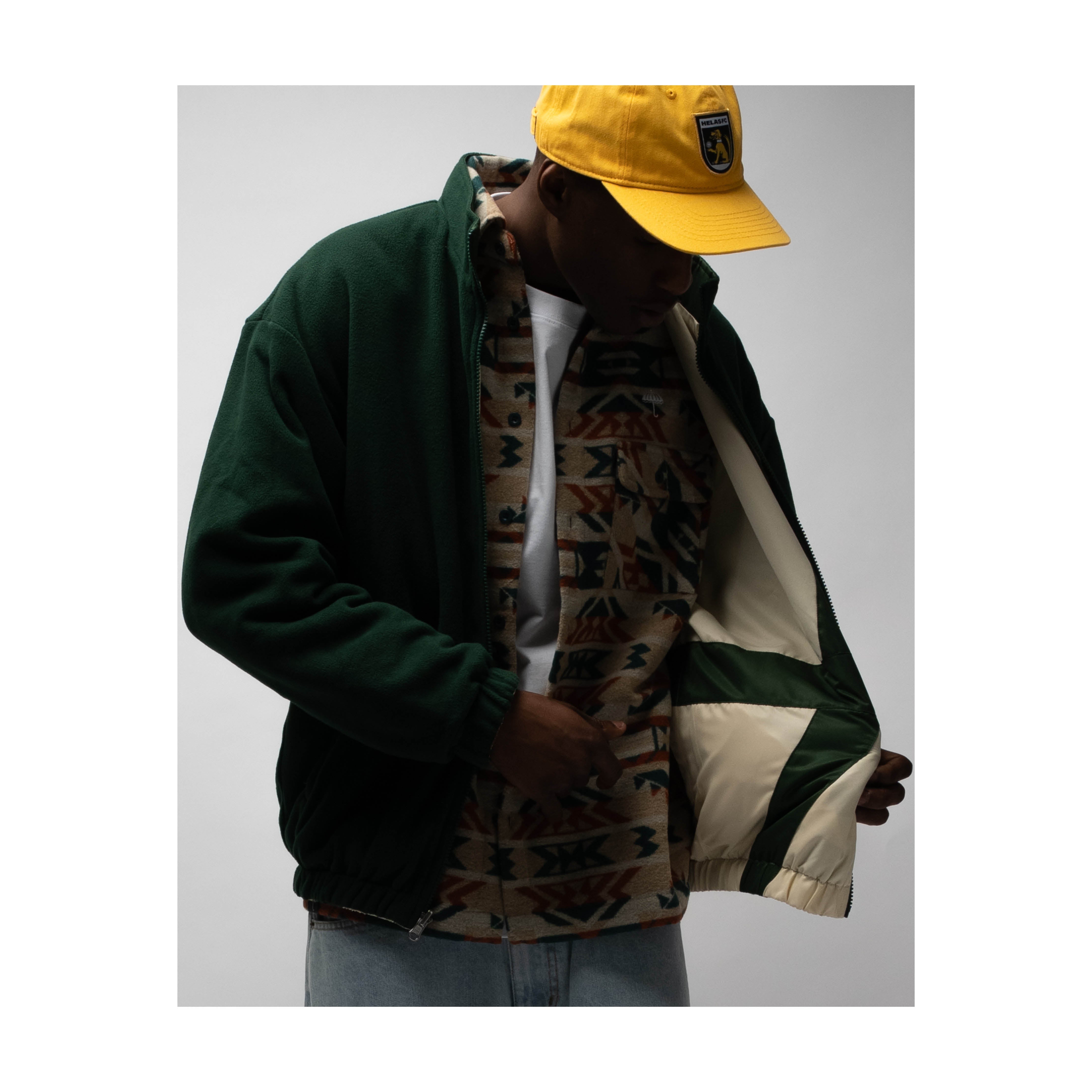 HÉLAS - REVERSO FLEECE SPORT JACKET OFF - WHITE/GREEN