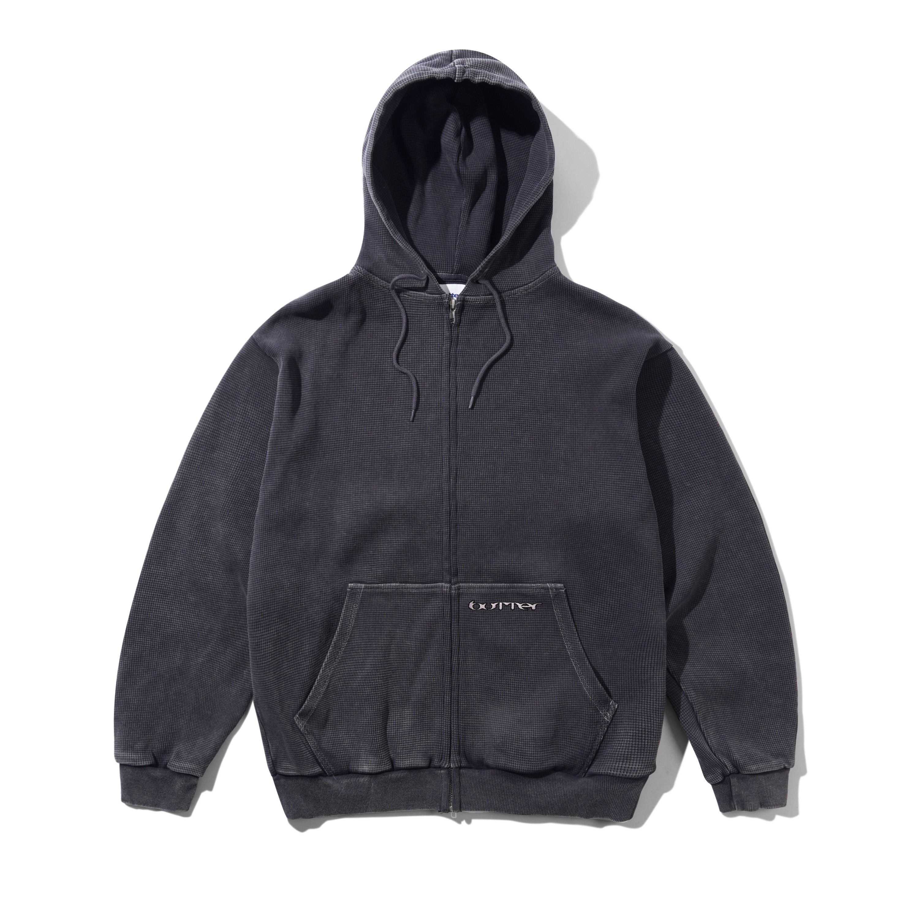 BUTTER - Waffle Zip-Thru Hood - Black Overdye